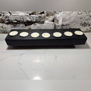 14” 7 Tea Light Back Candle Holder Made From Reclaimed Wood